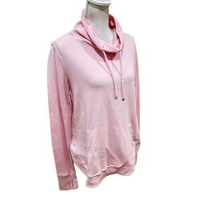 Lilly Pultizer pale Pink Cowl funnel Neck sweatshirt drawstring tie size medium